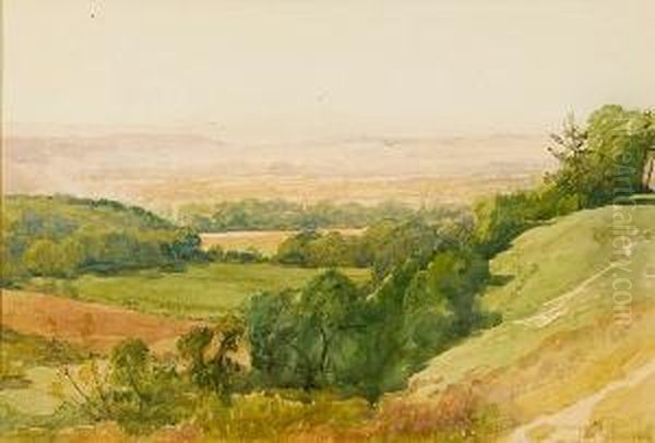 Vale Of Godalming From Guildford Oil Painting by John Fullwood