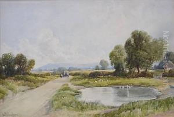 Summer Landscape With Cart And Buggy Oil Painting by John Fullwood