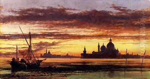 'Sunset Sky, Salute And San Giorgio Maggiore' Oil Painting by Edward William Cooke