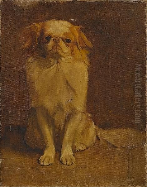 Portrait Of A Japanese Chin Oil Painting by Samuel Fulton