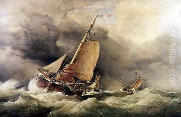 Dutch Pincks Running to Anchor off Yarmouth Oil Painting by Edward William Cooke