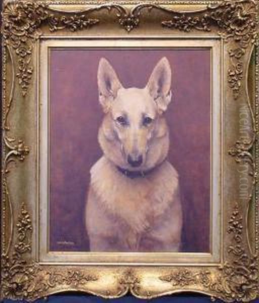 Portrait Of A German Shepherd Oil Painting by Samuel Fulton