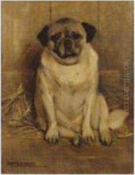 A Pug Oil Painting by Samuel Fulton