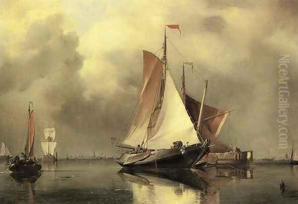 A Calm Day on the Scheldt Oil Painting by Edward William Cooke