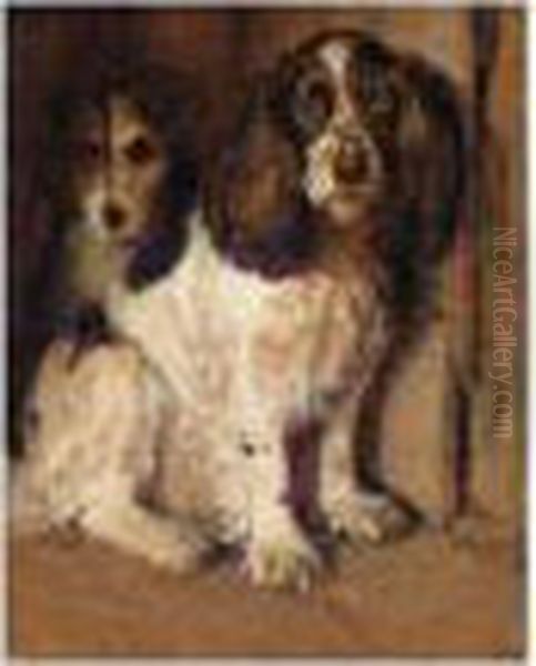 A Spaniel And A Terrier Oil Painting by Samuel Fulton