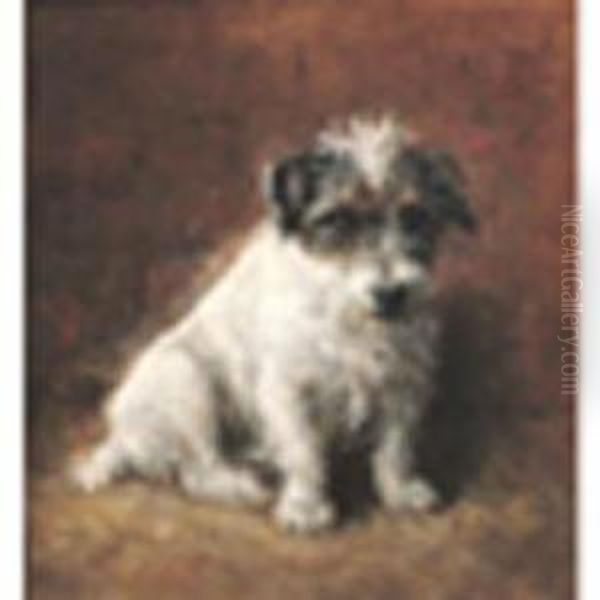 Wire Haired Jack Russell Oil On Canvas 16 X 15in Oil Painting by Samuel Fulton