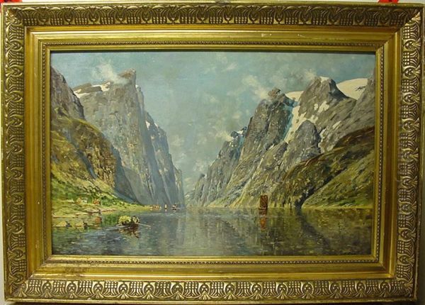 Fjordlandschaft Oil Painting by Jaromir Funke