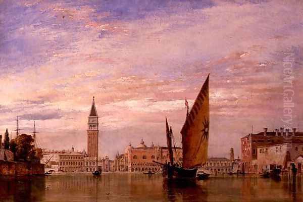 Venetian fishing craft caught in a Borasca in the Adriatic Oil Painting by Edward William Cooke