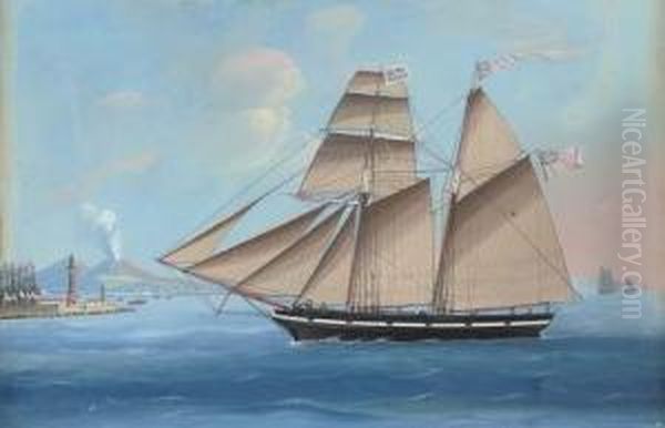 The Topsail Schooner 
Mary 
 Of Brixham Entering The Mole Of Naples Oil Painting by Michele Funno