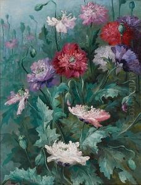 Poppies Oil Painting by Albert Tibule Furcy De Lavault