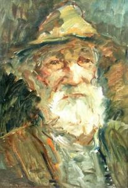 Old Man Portrait Oil Painting by Nicolae Furduescu