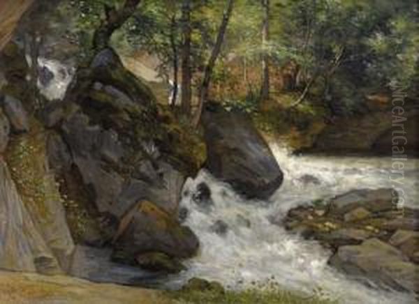 Torrent Des Allues En Savoie Oil Painting by Francois Furet