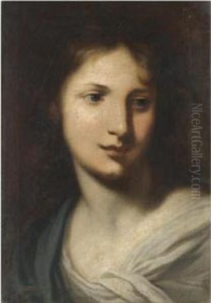 The Head Of A Young Lady, Probably Mary Magdalene Oil Painting by Francesco Furini