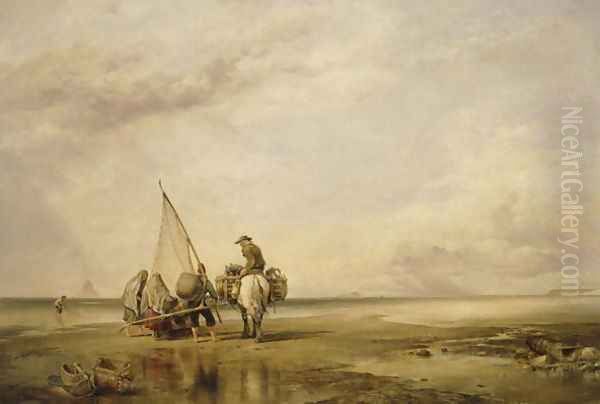 Mont St. Michel, Shrimpers, 1842 Oil Painting by Edward William Cooke