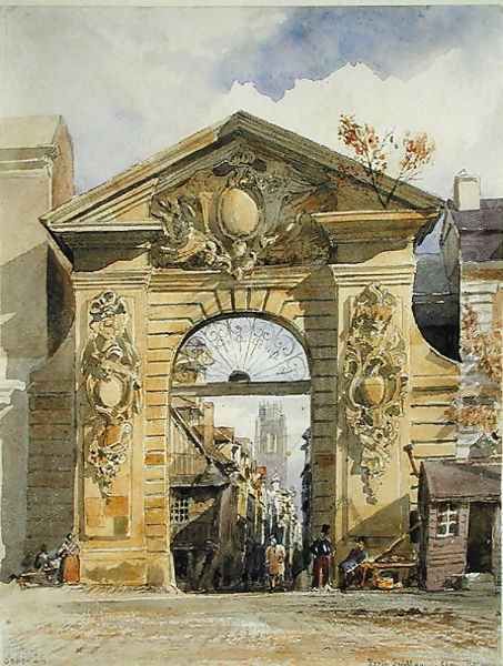 Porte Guillaume Leon, Rouen Oil Painting by Edward William Cooke