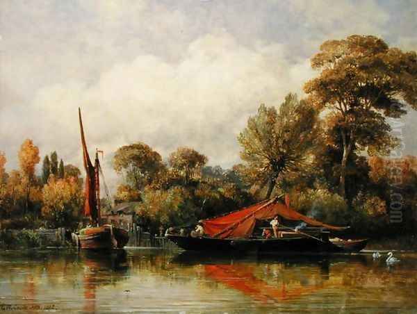 Opposite my House at Barnes, 1862 Oil Painting by Edward William Cooke