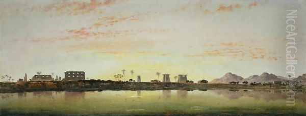 Pylons at Karnak, the Theban Mountains in the Distance Oil Painting by Edward William Cooke