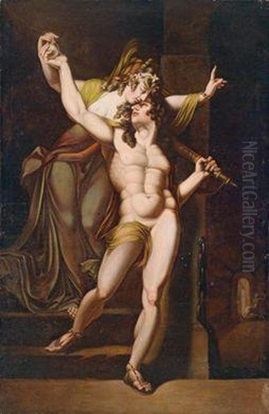 Nachahmer Theseus Erhalt Von Ariadne Den Faden Oil Painting by Johann Henry Fuseli