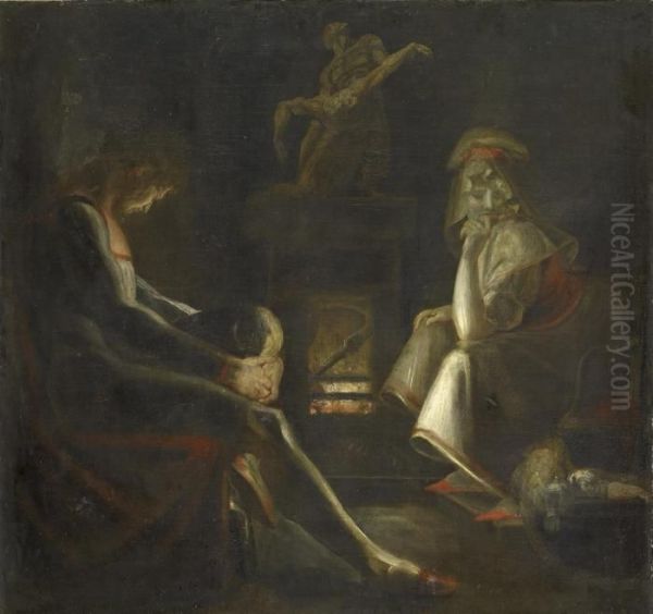 Schweigen (eine Mutter Mit Ihren Zwei Kindern) Oil Painting by Johann Henry Fuseli