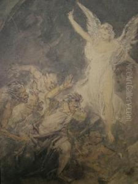 Angel And Demons Oil Painting by Johann Henry Fuseli