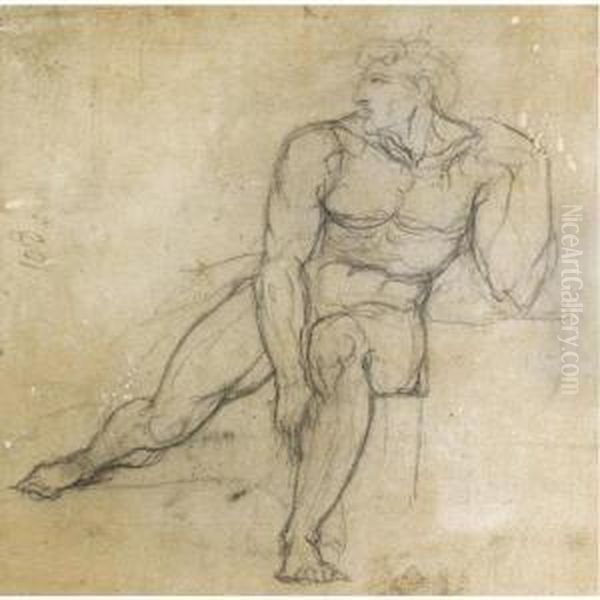 Study Of A Male Nude, Seated Oil Painting by Johann Henry Fuseli