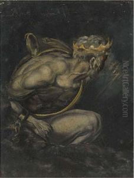 Crowned Figure With Lightening Oil Painting by Johann Henry Fuseli