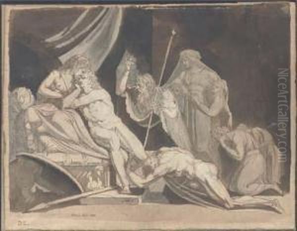 Meleager Implored By The Aetolians To Defend The City Of Calydon(iliad Ix, 574-586) Oil Painting by Johann Henry Fuseli