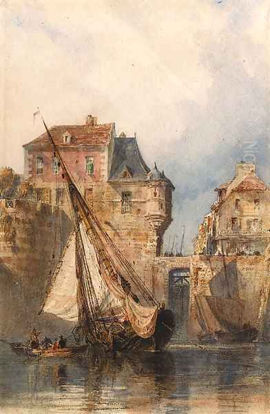 Boats at Honfleur Oil Painting by Edward William Cooke