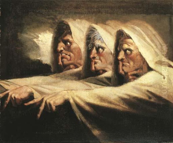 The Three Witches, Or The Weird Sisters Oil Painting by Johann Henry Fuseli