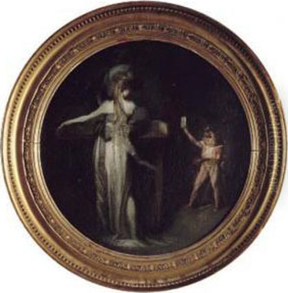 Madchen Am Spinett Und Elfenbote Oil Painting by Johann Henry Fuseli