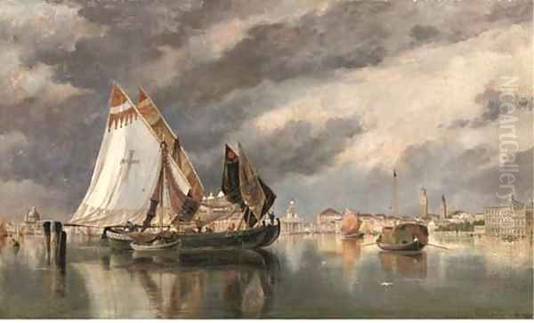 Bragozzi in the lagoon Oil Painting by Edward William Cooke