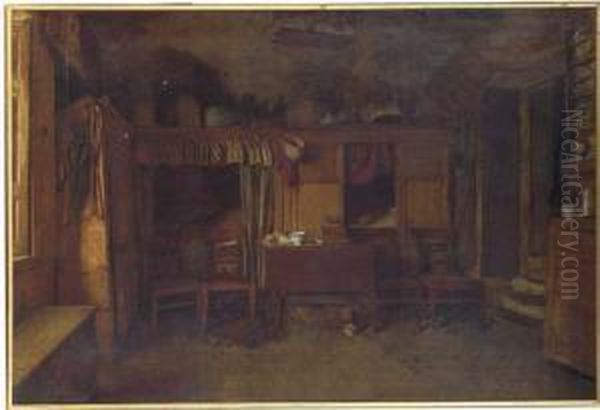 A Cottage Interior Oil Painting by William B. Collier Fyfe