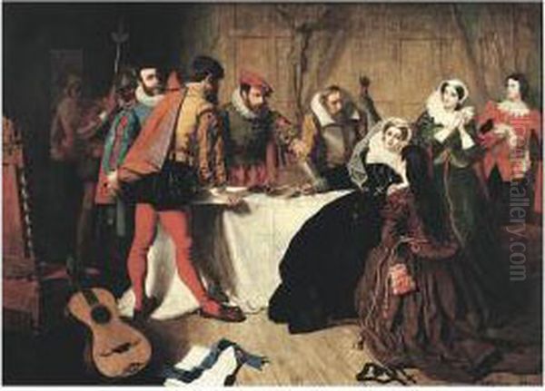 The Abdication Of Mary Queen Of Scots At Lochleven Castle Oil Painting by William B. Collier Fyfe