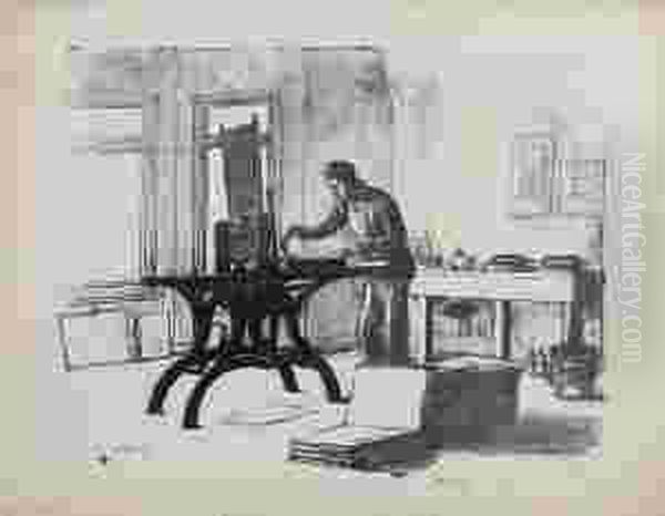 The Printer Oil Painting by Ethel Gabain