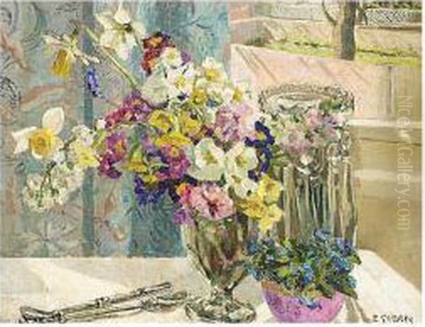 Spring Flowers Oil Painting by Ethel Gabain