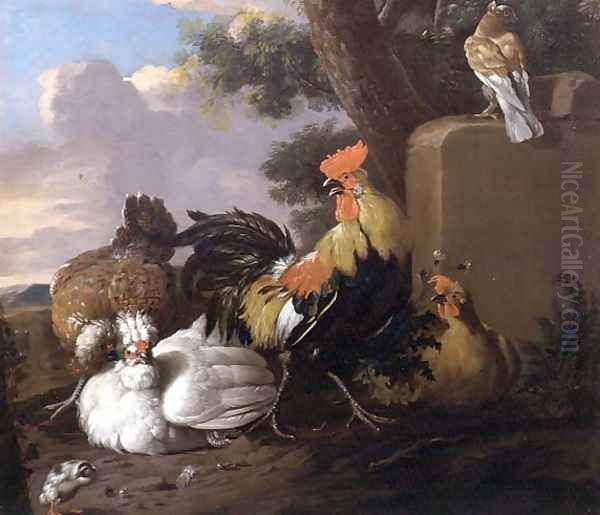 Birds in a Landscape Oil Painting by Pieter Casteels