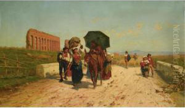 Journeying Toward Rome Oil Painting by Pietro Gabrini