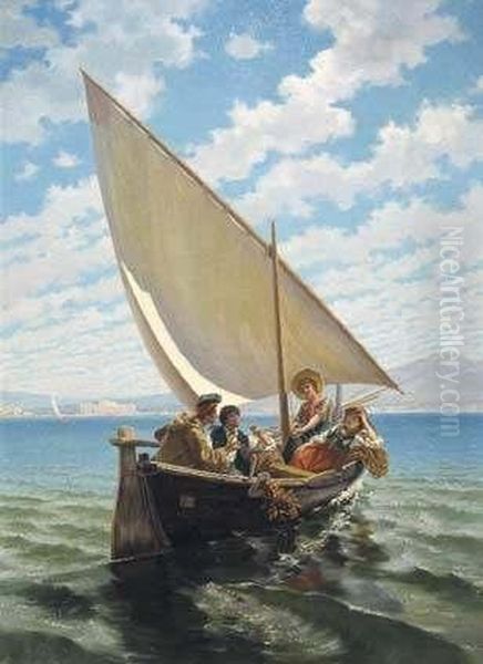 Gita In Barca Oil Painting by Pietro Gabrini