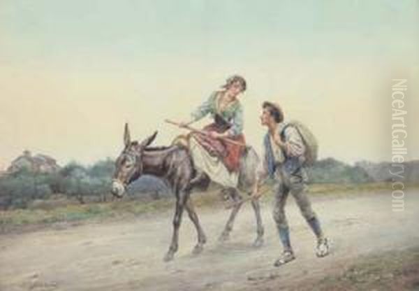 Idillio Campestre Oil Painting by Pietro Gabrini