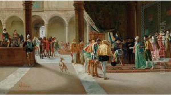 The Royal Visit Oil Painting by Pietro Gabrini