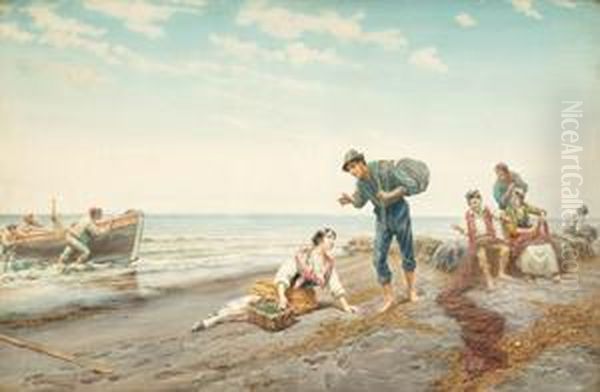 The Day's Catch Oil Painting by Pietro Gabrini