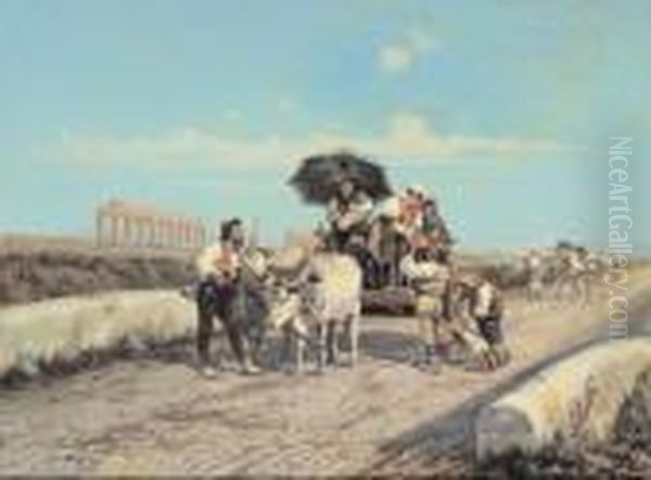 Contadini Sulla Via Appia Oil Painting by Pietro Gabrini