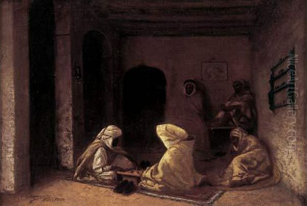 La Partie D'echec. Oil Painting by Antoine Gadan