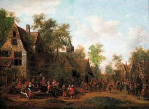 A Kermesse In A Village Oil Painting by Barent Gael