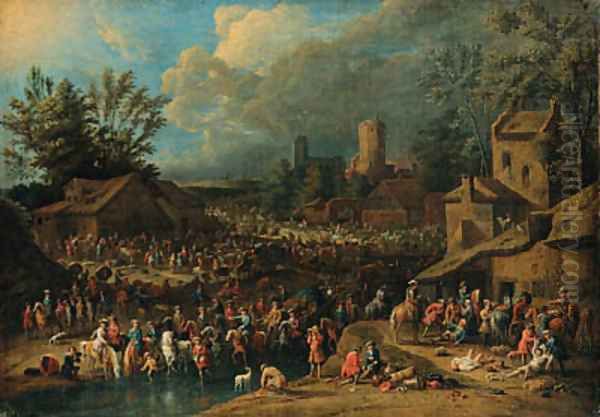 Soldiers looting a village Oil Painting by Pieter Casteels