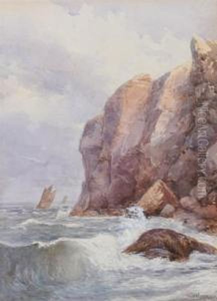 Waves On Rocky Coast Oil Painting by Robert Ford Gagen