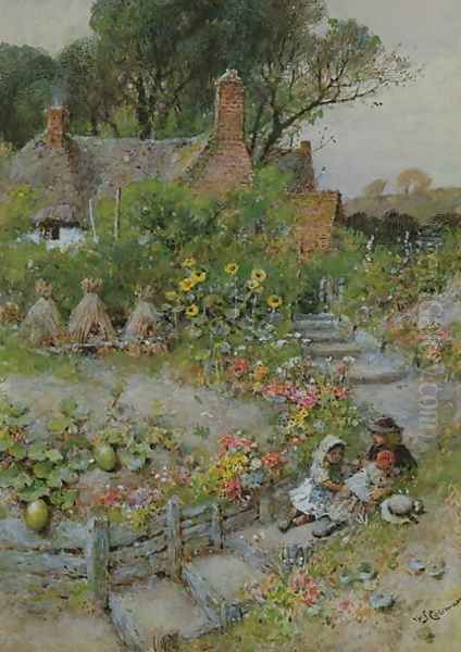 Cottage Garden in Summer Oil Painting by William Stephen Coleman