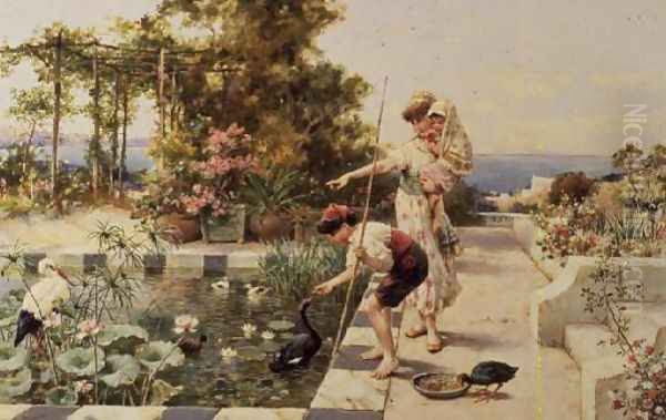 Feeding the Ibis at Corsica, 1902 Oil Painting by William Stephen Coleman