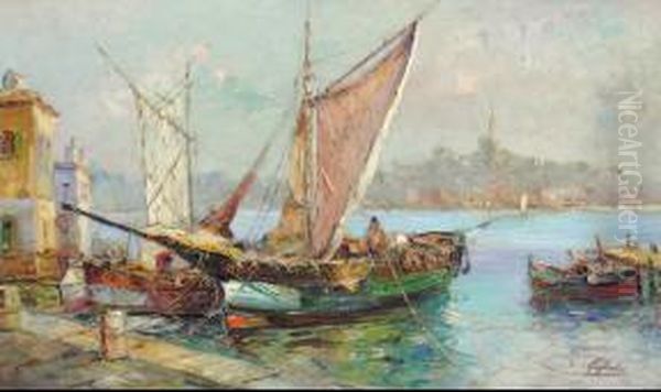 Le Port De Marseille Oil Painting by Gustave Gagliardini