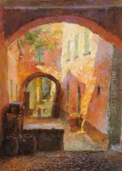 Ruelle D'un Village De Provence Oil Painting by Gustave Gagliardini